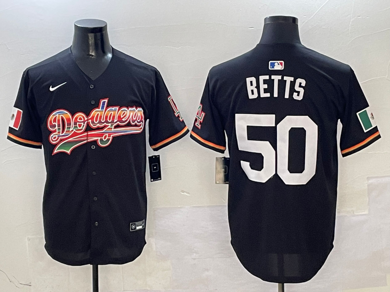 Men's Los Angeles Dodgers Mookie Betts #50 Black Team Jersey